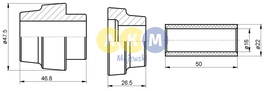 rubber-metal bush; front control arm