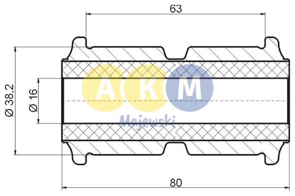 rubber-metal bush; back leaf spring, 3 leafs